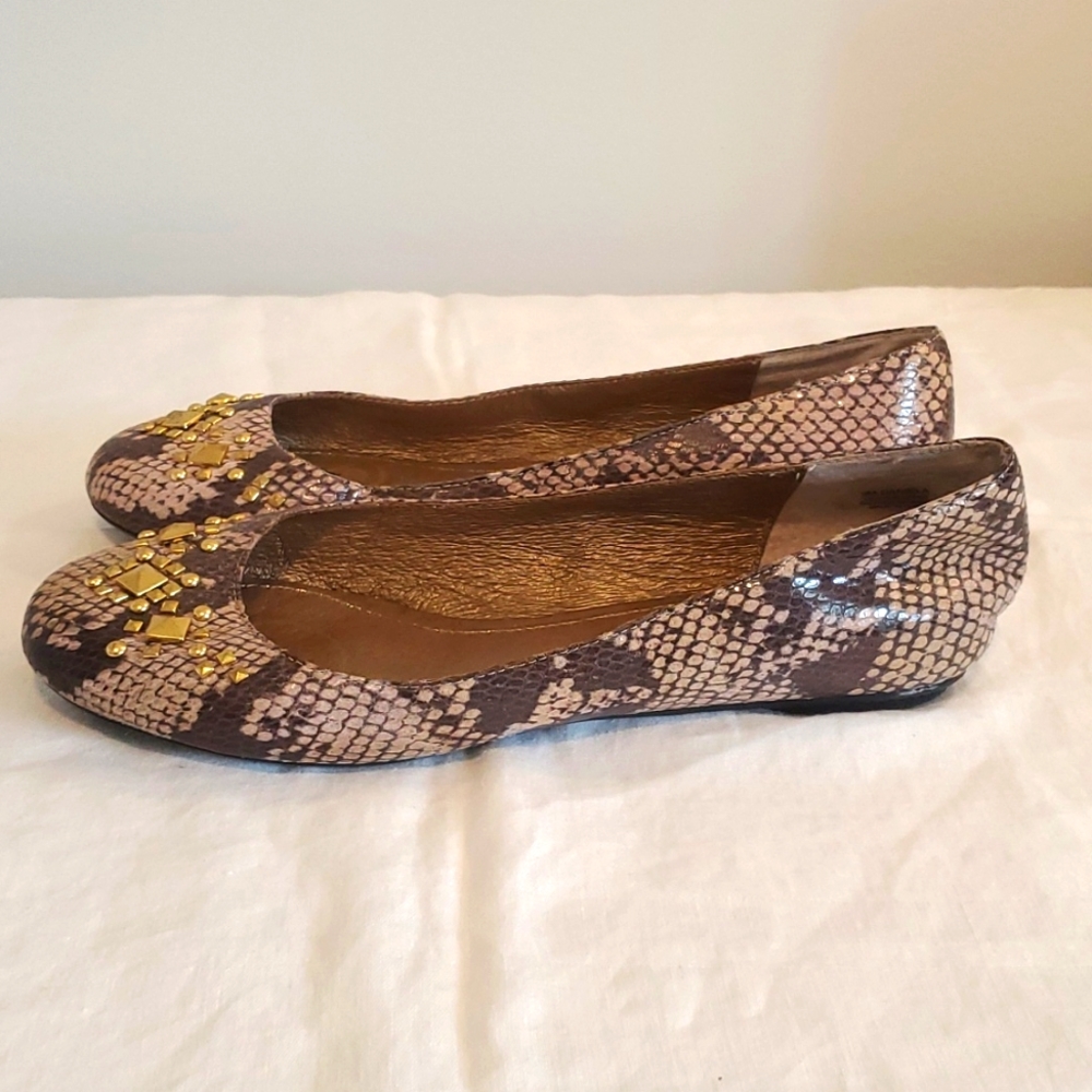 Lovely People Leather Daniela Flats Snakeskin Size 9